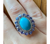 Affinity Gems Sterling Silver Sleeping Beauty Turquoise & Tanzanite Stone Ring, Size 9